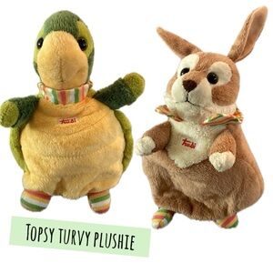 Trudi topsy turvy plush turtle to bunny made in Italy can be hand puppets